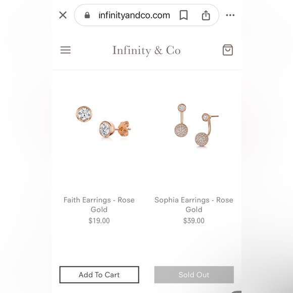 Infinity&Co 2 Pairs Of Jacket Pierced Earrings, Rose Gold. Brand New. - Picture 4 of 7
